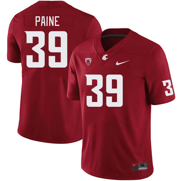 Washington State Cougars #39 Ashton Paine College Football Jerseys Stitched Sale-Crimson